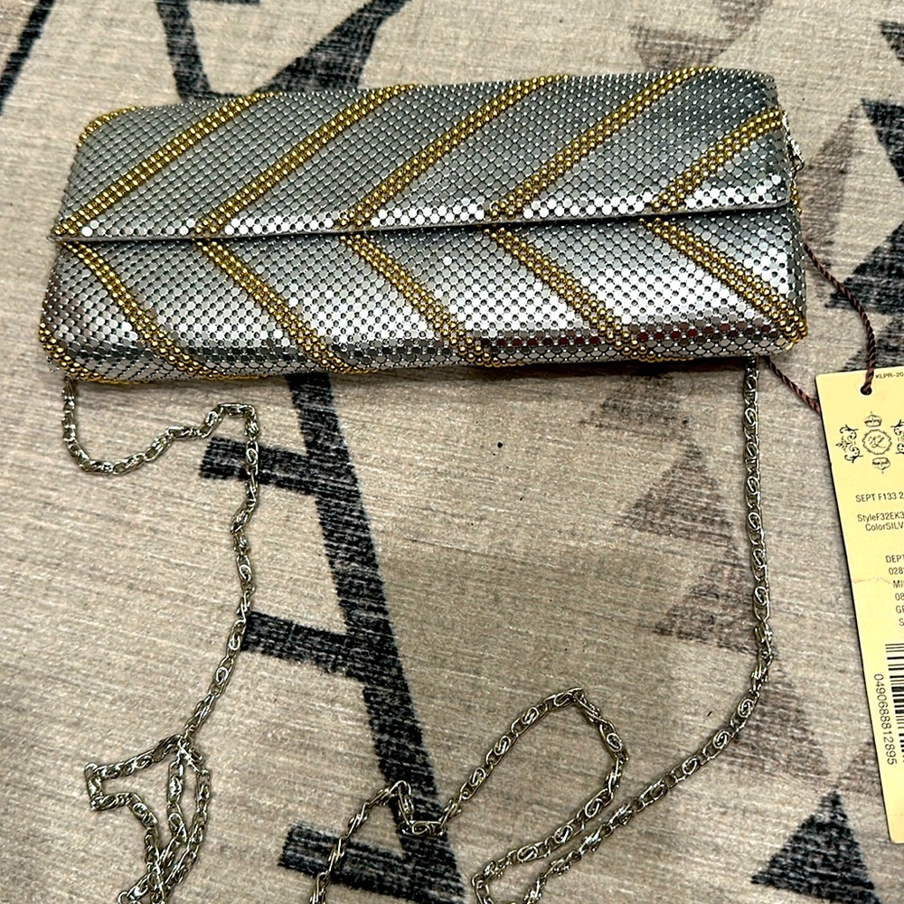 Kate Landry silver and gold clutch